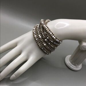 Chan Luu Howlite + Stone Bead Long Leather Wrap Bracelet  Sterling Silver 925